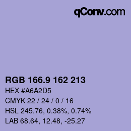 カラーコード: RGB 166.9 162 213 | qconv.com