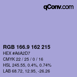 カラーコード: RGB 166.9 162 215 | qconv.com