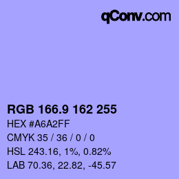 カラーコード: RGB 166.9 162 255 | qconv.com