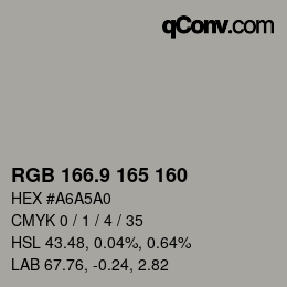 Color code: RGB 166.9 165 160 | qconv.com