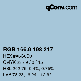 カラーコード: RGB 166.9 198 217 | qconv.com