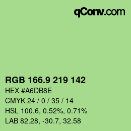 カラーコード: RGB 166.9 219 142 | qconv.com