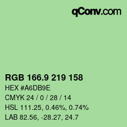 カラーコード: RGB 166.9 219 158 | qconv.com