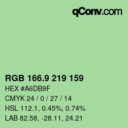 カラーコード: RGB 166.9 219 159 | qconv.com