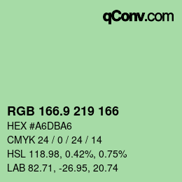 カラーコード: RGB 166.9 219 166 | qconv.com