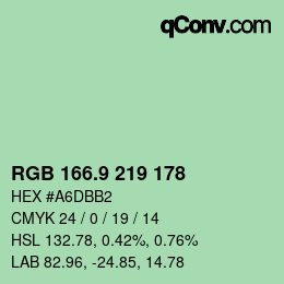 カラーコード: RGB 166.9 219 178 | qconv.com