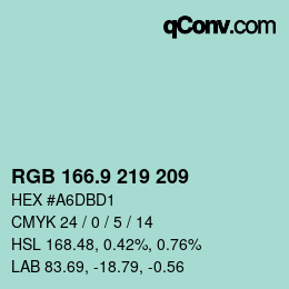 カラーコード: RGB 166.9 219 209 | qconv.com
