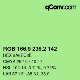 カラーコード: RGB 166.9 236.2 142 | qconv.com