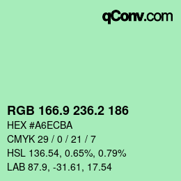カラーコード: RGB 166.9 236.2 186 | qconv.com