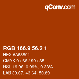 Color code: RGB 166.9 56.2 1 | qconv.com