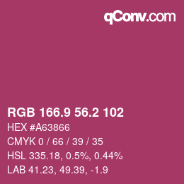 カラーコード: RGB 166.9 56.2 102 | qconv.com