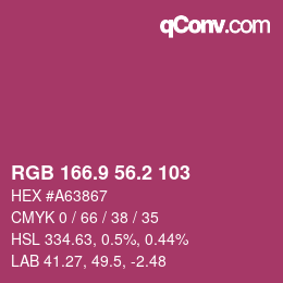 カラーコード: RGB 166.9 56.2 103 | qconv.com