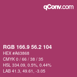 カラーコード: RGB 166.9 56.2 104 | qconv.com