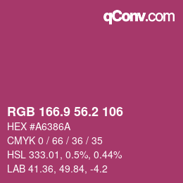 カラーコード: RGB 166.9 56.2 106 | qconv.com