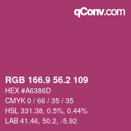 カラーコード: RGB 166.9 56.2 109 | qconv.com