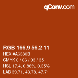 カラーコード: RGB 166.9 56.2 11 | qconv.com