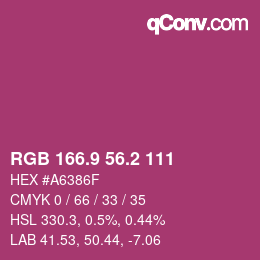 カラーコード: RGB 166.9 56.2 111 | qconv.com