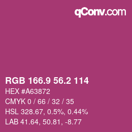 カラーコード: RGB 166.9 56.2 114 | qconv.com
