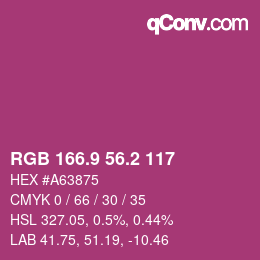 カラーコード: RGB 166.9 56.2 117 | qconv.com