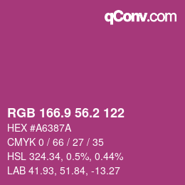 カラーコード: RGB 166.9 56.2 122 | qconv.com