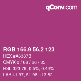 カラーコード: RGB 166.9 56.2 123 | qconv.com