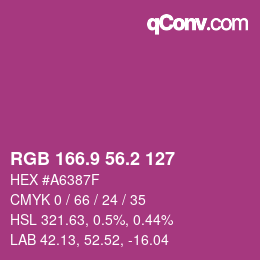 カラーコード: RGB 166.9 56.2 127 | qconv.com