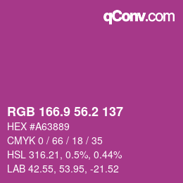 カラーコード: RGB 166.9 56.2 137 | qconv.com