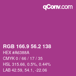 カラーコード: RGB 166.9 56.2 138 | qconv.com