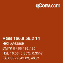 Color code: RGB 166.9 56.2 14 | qconv.com