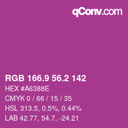 カラーコード: RGB 166.9 56.2 142 | qconv.com