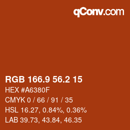 Color code: RGB 166.9 56.2 15 | qconv.com