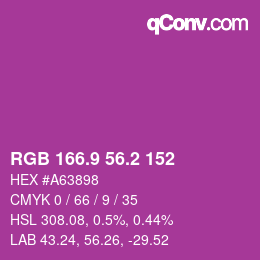 カラーコード: RGB 166.9 56.2 152 | qconv.com