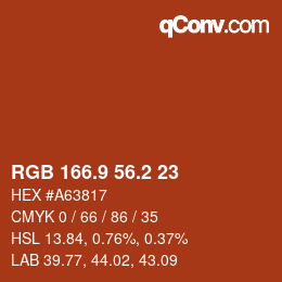 Color code: RGB 166.9 56.2 23 | qconv.com