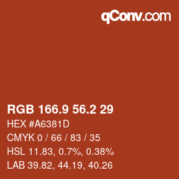 Color code: RGB 166.9 56.2 29 | qconv.com
