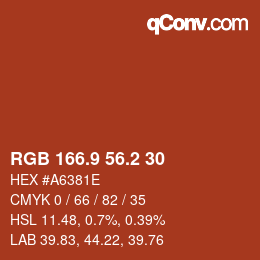 カラーコード: RGB 166.9 56.2 30 | qconv.com