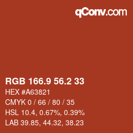 Color code: RGB 166.9 56.2 33 | qconv.com