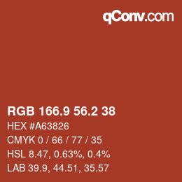 Color code: RGB 166.9 56.2 38 | qconv.com