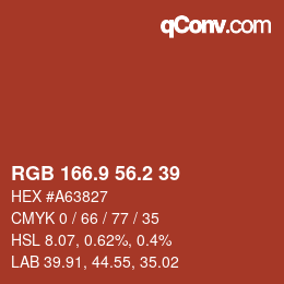Color code: RGB 166.9 56.2 39 | qconv.com
