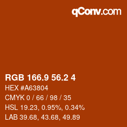 カラーコード: RGB 166.9 56.2 4 | qconv.com