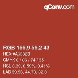Color code: RGB 166.9 56.2 43 | qconv.com