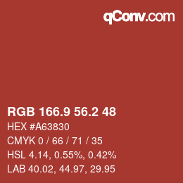 Color code: RGB 166.9 56.2 48 | qconv.com
