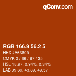 Color code: RGB 166.9 56.2 5 | qconv.com