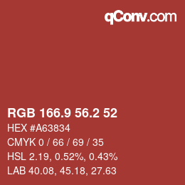 Color code: RGB 166.9 56.2 52 | qconv.com