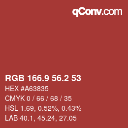 Farbcode: RGB 166.9 56.2 53 | qconv.com
