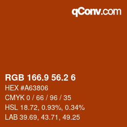 Color code: RGB 166.9 56.2 6 | qconv.com