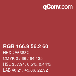 カラーコード: RGB 166.9 56.2 60 | qconv.com