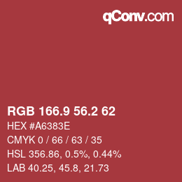 Color code: RGB 166.9 56.2 62 | qconv.com