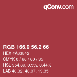 カラーコード: RGB 166.9 56.2 66 | qconv.com