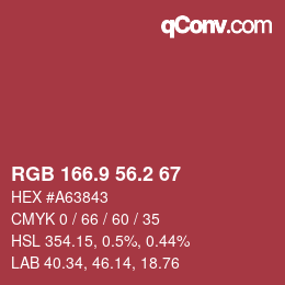 Color code: RGB 166.9 56.2 67 | qconv.com