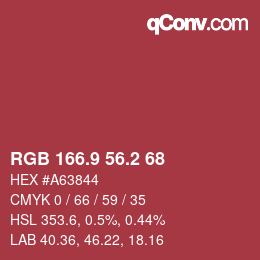 カラーコード: RGB 166.9 56.2 68 | qconv.com